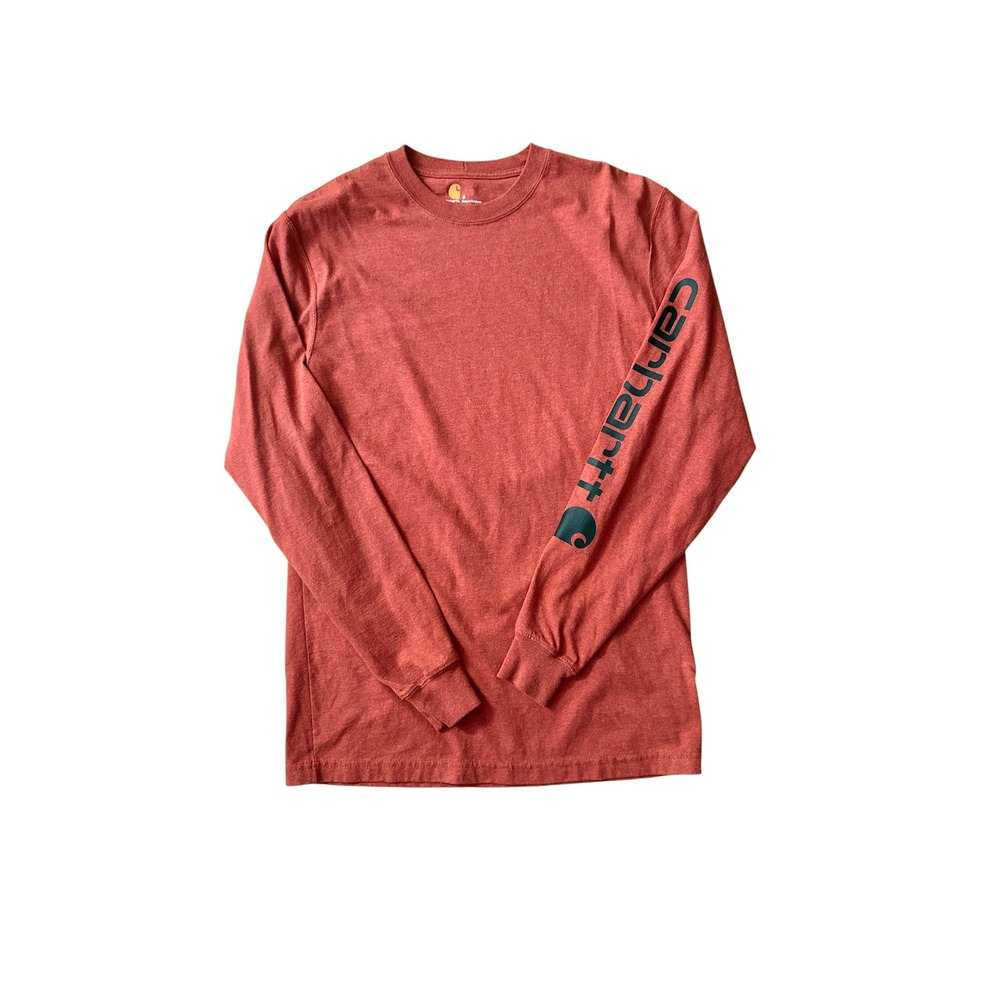 Carhartt Mens Long Sleeve Logo Graphic T-Shirt Original Fit Rust Orange Small